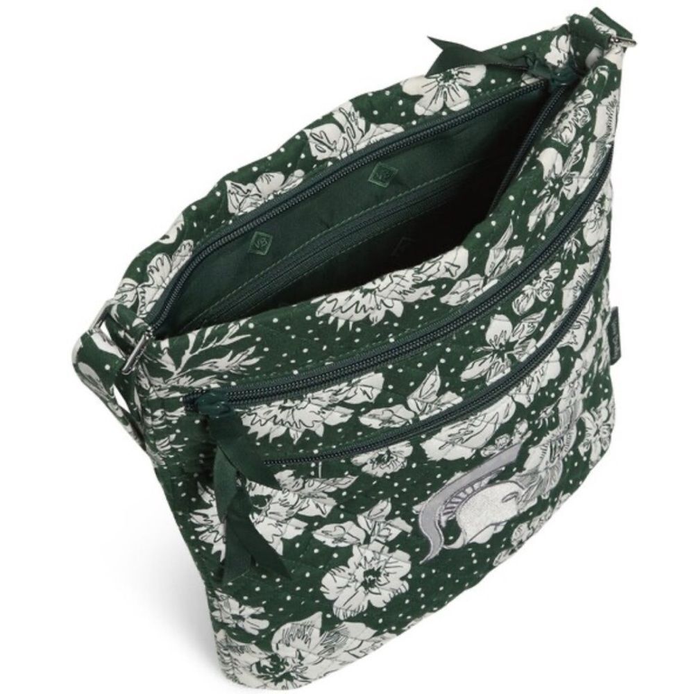 Vera Bradley Rain Garden Dk /Green /White Triple Zip Hipster Crossbody NWT